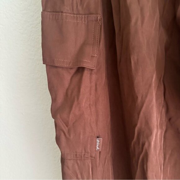 VS PINK Parachute Cargo Pants L Brown Satin Y2K Utilitycore Streetwear Baddie - Picture 8 of 12